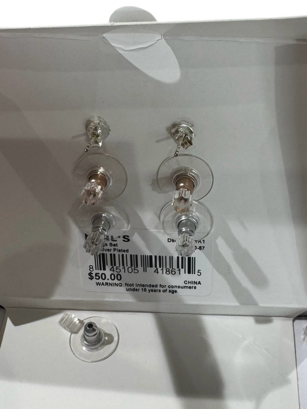 Disney Minnie Mouse Pierced Crystal Hearts Silver Rose Gold Stud Earring Set - Picture 4 of 7
